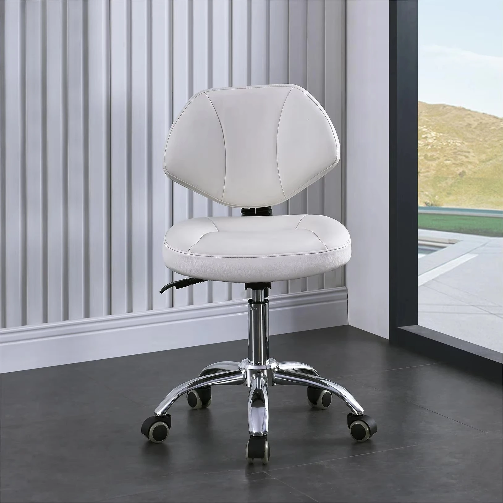 Qunpeng Salon Barber Rolling Stool Chair Lift High-footed Round Stool Swivel Chair Home