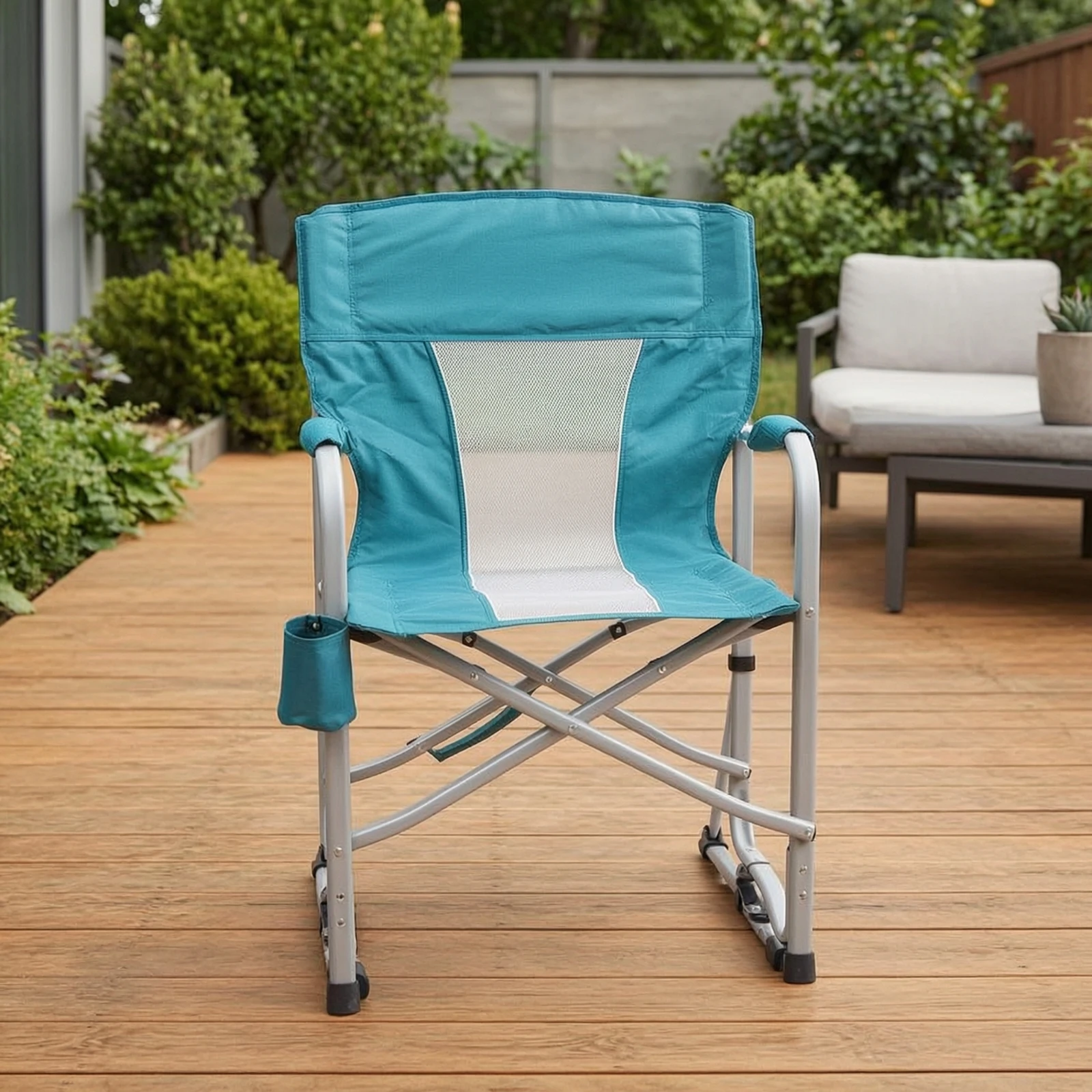 Folding Rocking Chair Comfortable High-Back Camping Chair Compact Easy to Set up for Campers, Tailgating, Patio