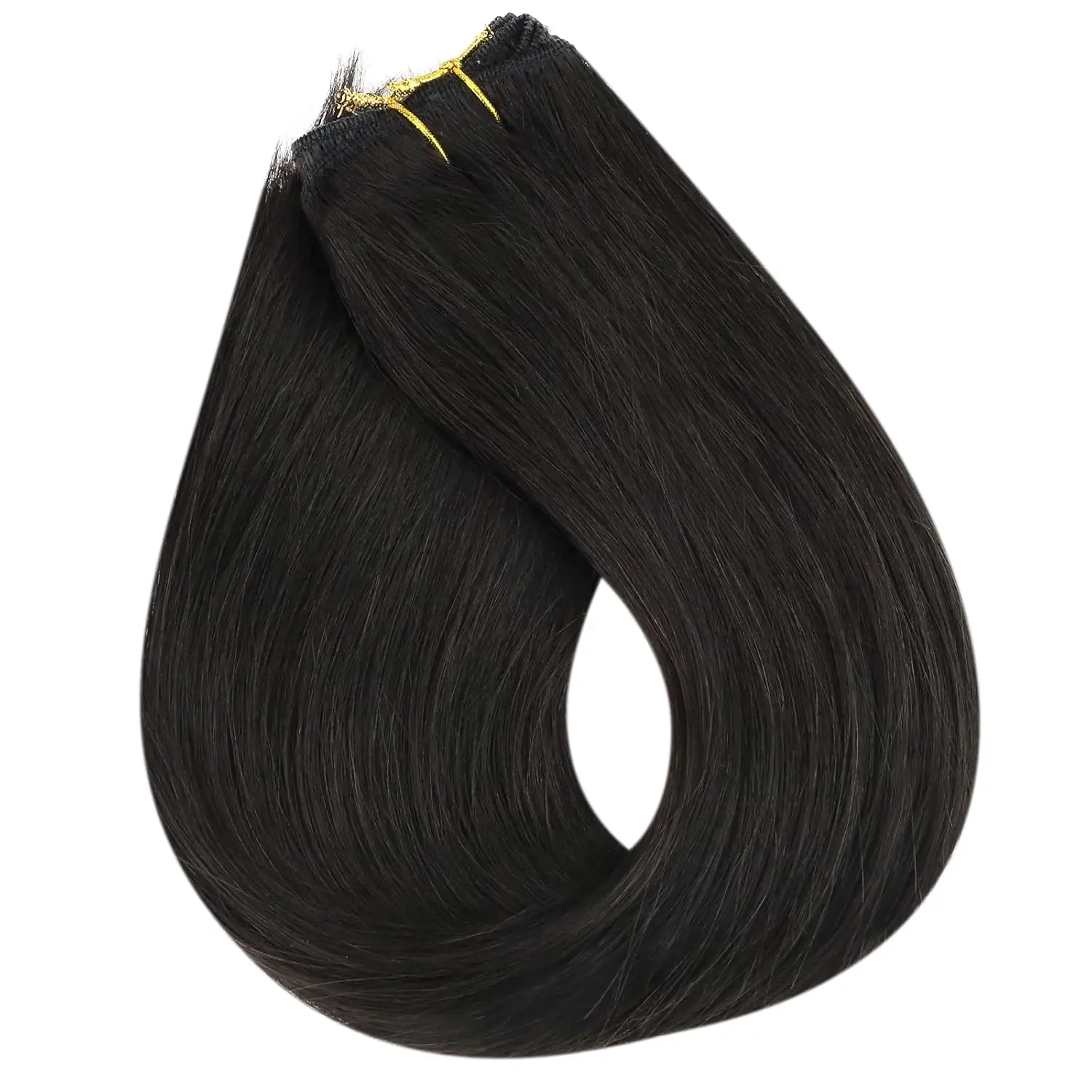 لحمة الشعر خياطة في وصلات الشعر شعر بشري حقيقي لحمة وصلات شعر شعر الإنسان 12-24 بوصة لحمة شعر بشري ملحقات 50 جرام # 1ب #2