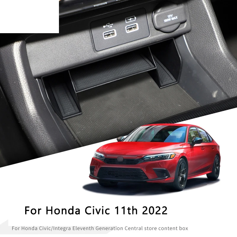 

For Honda Civic 11th 2022 Central Control Armrest Box Storage Box PVC ABS Material Car Interior Accessory