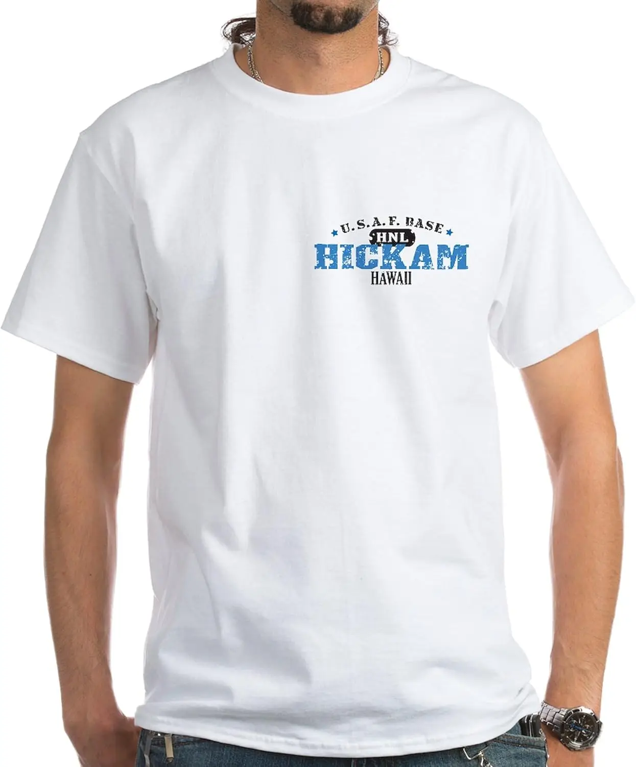 CafePress Hickam Air Force Base White T Shirt Men's 100% Cotton, Classic Graphic White T-Shirt