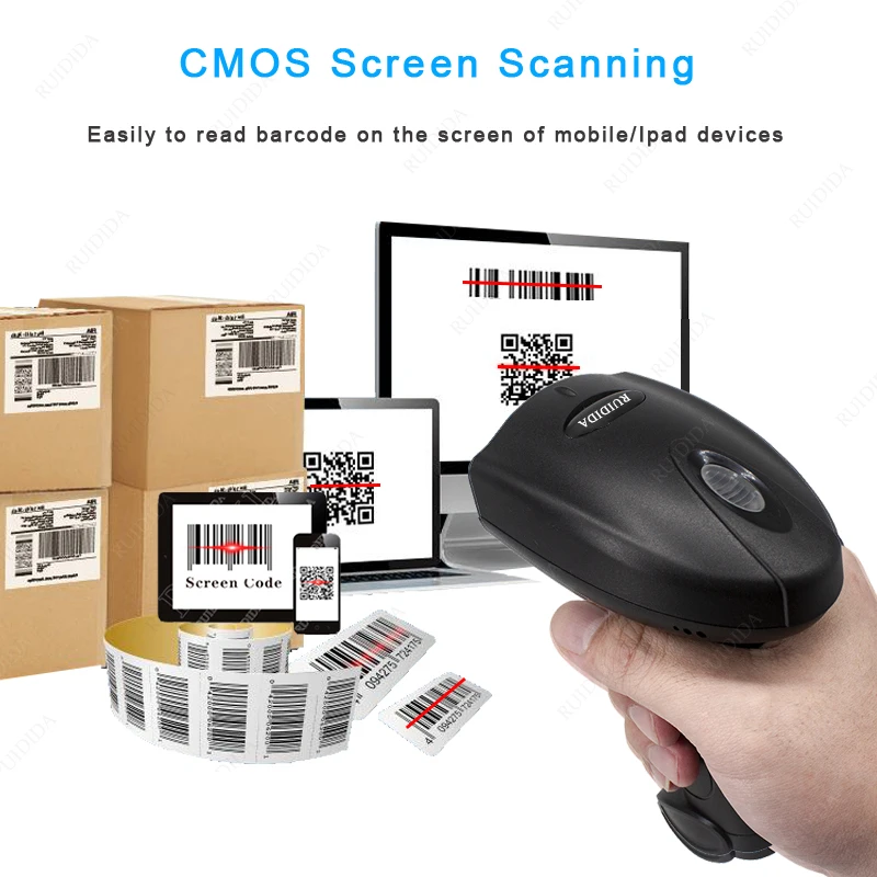 Scanner di codici a barre cablato con supporto o Scanner di codici qr Wireless con supporto o lettore Bluetooth portatile Bar portatile PDF417 DM