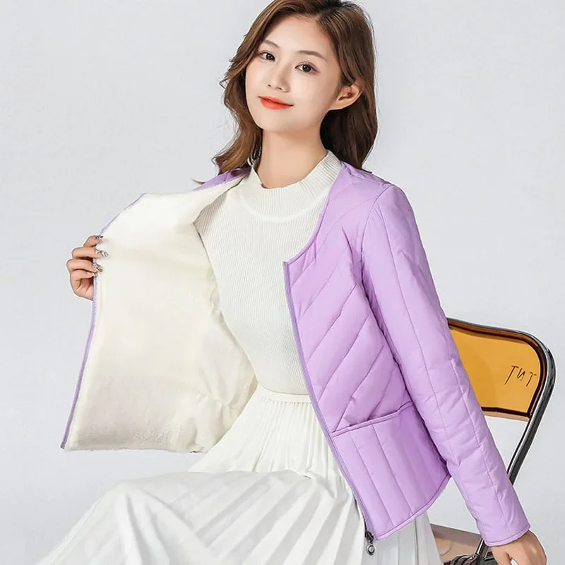 Parka Women's Short Coats Jackets 2023 Winter New Fashion Cotton-Padded Stripe Splicing Thickening Keep Warm Skinny Parkas Woman