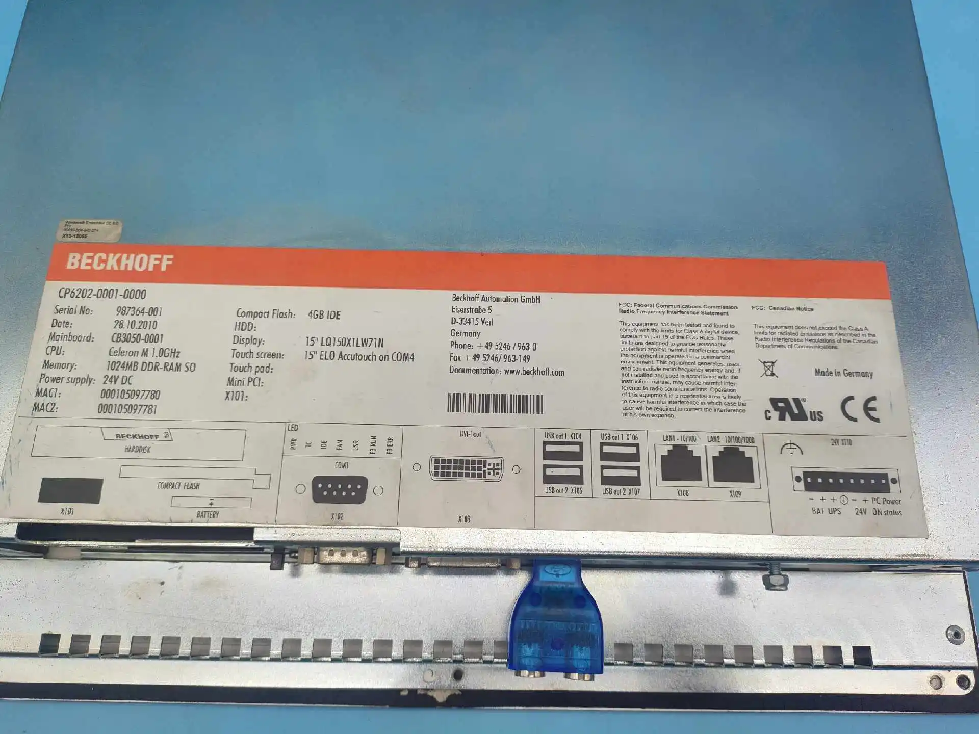 CP6202-0001-0000 Operation Panel for Beckhoff