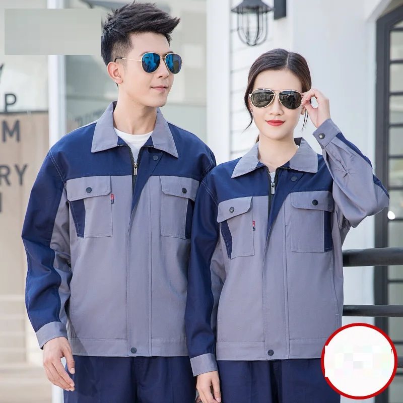 100%cotton contrast color work clothing set for men women auto repairman mechanical labor suit workshop welding suits Cargo wear