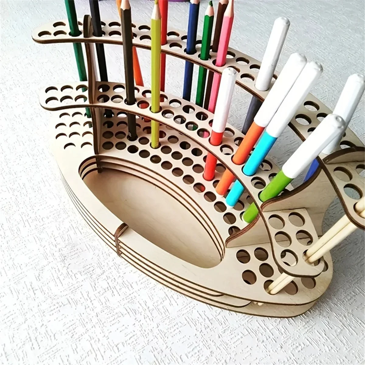 Paint Brush Holder, Wooden Paint Brush Holder, Stand Desktop Storage Rack, Watercolor Brush Tray Holder, Pencil Holder