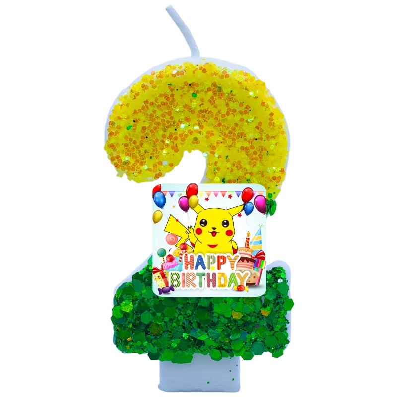 Velas de Pokémon con diseño de Pikachu, números del 0 al 9, figuras de anime, artículos para fiestas de cumpleaños, decoración para pasteles, regalo popular
