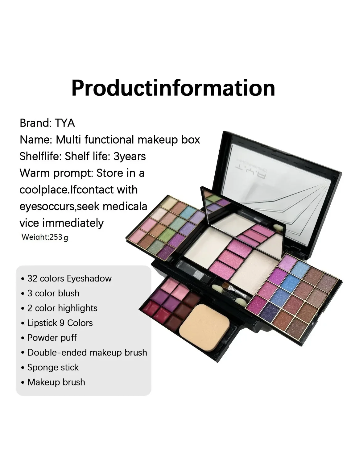 Kit de maquillage complet pour femmes, boîte tout-en-un multifonctionnelle, nouveau, 46 documents, visage, rouge à lèvres, ombre à barrage, fard à barrage, pinceau, palette