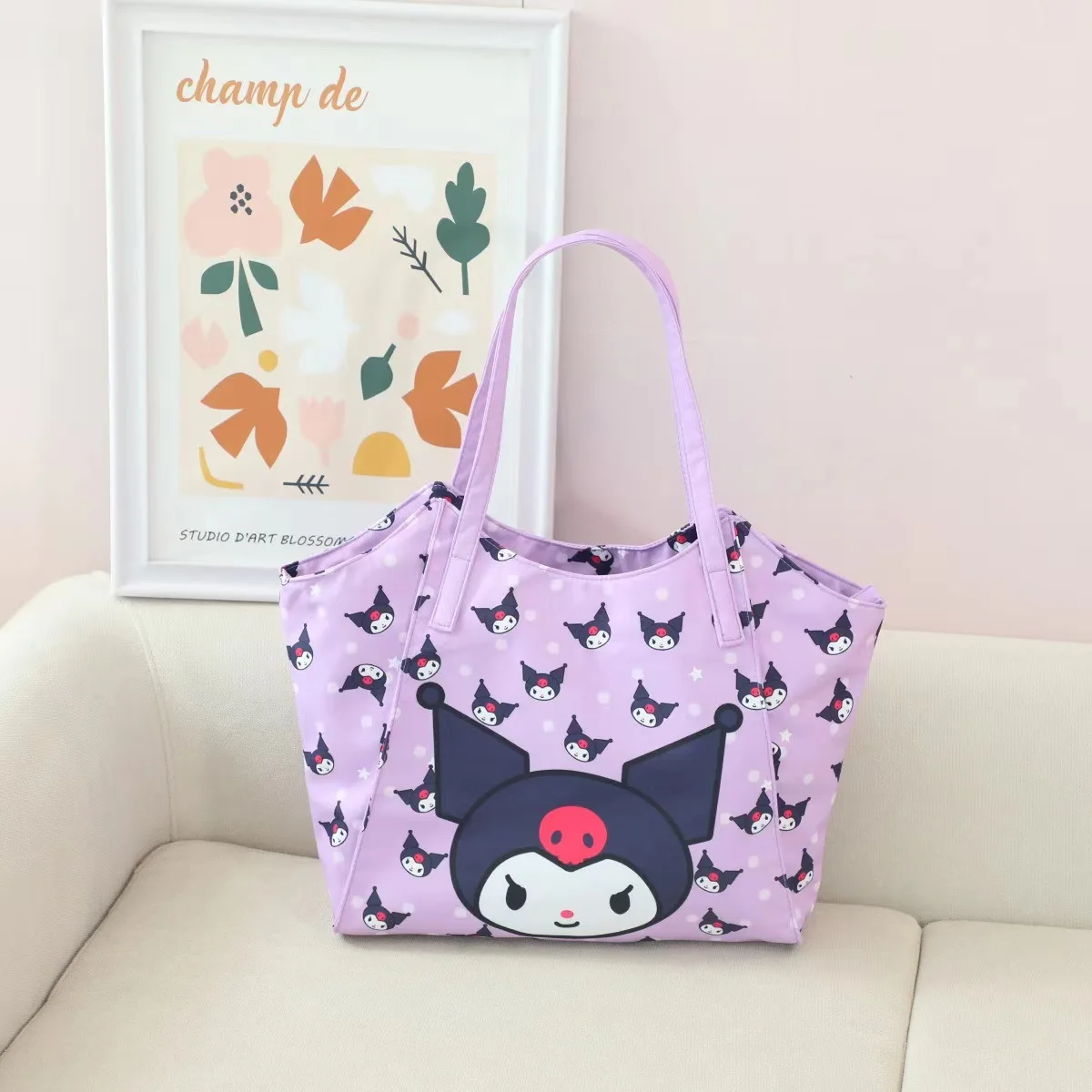 Kawaii Sanrio Hello Kitty Handbag Cinnamoroll Kuromi My Melody Canvas Bag Lunch Bag for School Kids Crossbody Shoulder Hand Bags