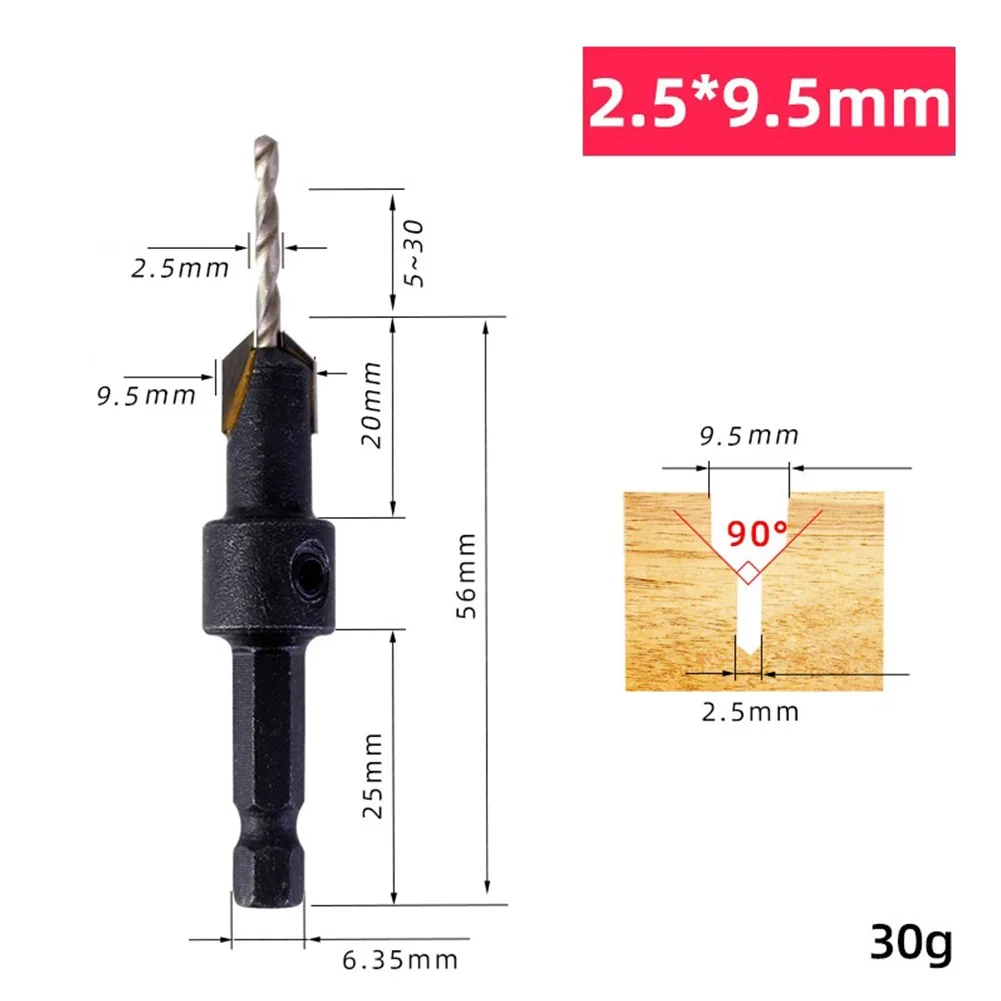 Broca avellanadora para carpintería, 1 piezas, 2,5x9mm, 3,25x10mm, 3,5x12,5mm