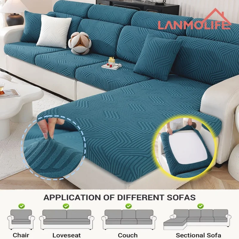 Capas de assento de sofá jacquard, capas de sofá extensíveis espessadas, removíveis e laváveis, capas de almofada para escritório e decoração de casa