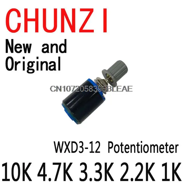 2 szt. = 1 szt. 2W + 1 szt. Szary Pierścień Rezystancyjny z Pokrętłem, Precyzyjny Potencjometr Wieloobrotowy WXD3-12 10K 4.7K 3.3K 2.2K 1K