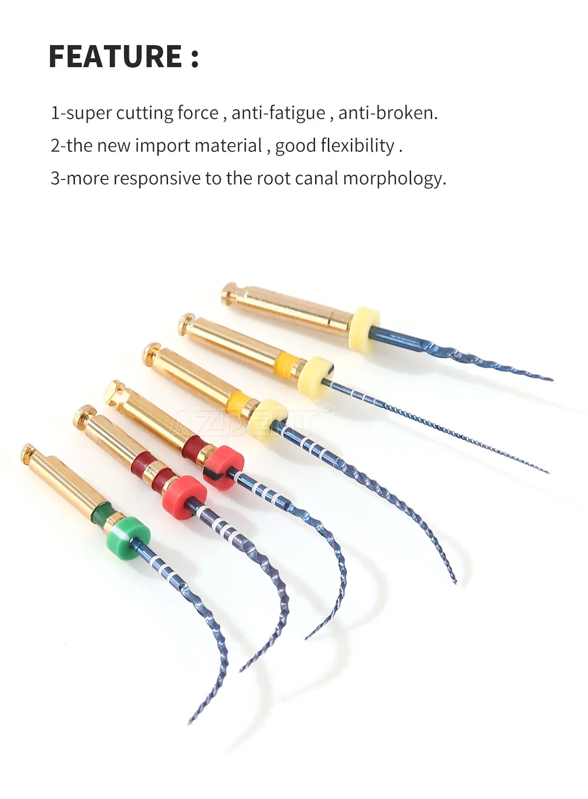 10 Boxen AZDENT Dental thermisch aktivierte Nickel-Titan-Wurzelkanalfeile Endo Forming Files 25 mm 6 Stück/Box Motorgebrauch Zahnheilkunde – Detail 3