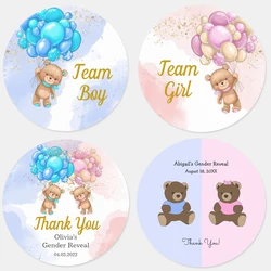 Personalized newborn gender revealed baby shower customized cartoon teddy bear stickers welcome baby birthday first communion
