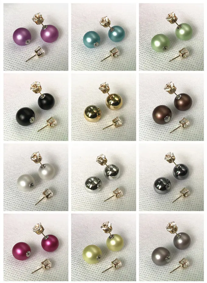 New Fashion Double Sides Matt Candy Color Round Ball Stud Earrings For Lady Crystal Jewelry Accessories Wholesale