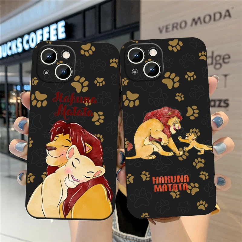 Cute Disney Lion King For Apple iPhone 15 14 13 12 Mini 11 XS XR X 8 7 Pro Max Plus Soft Silicone Black Phone Case