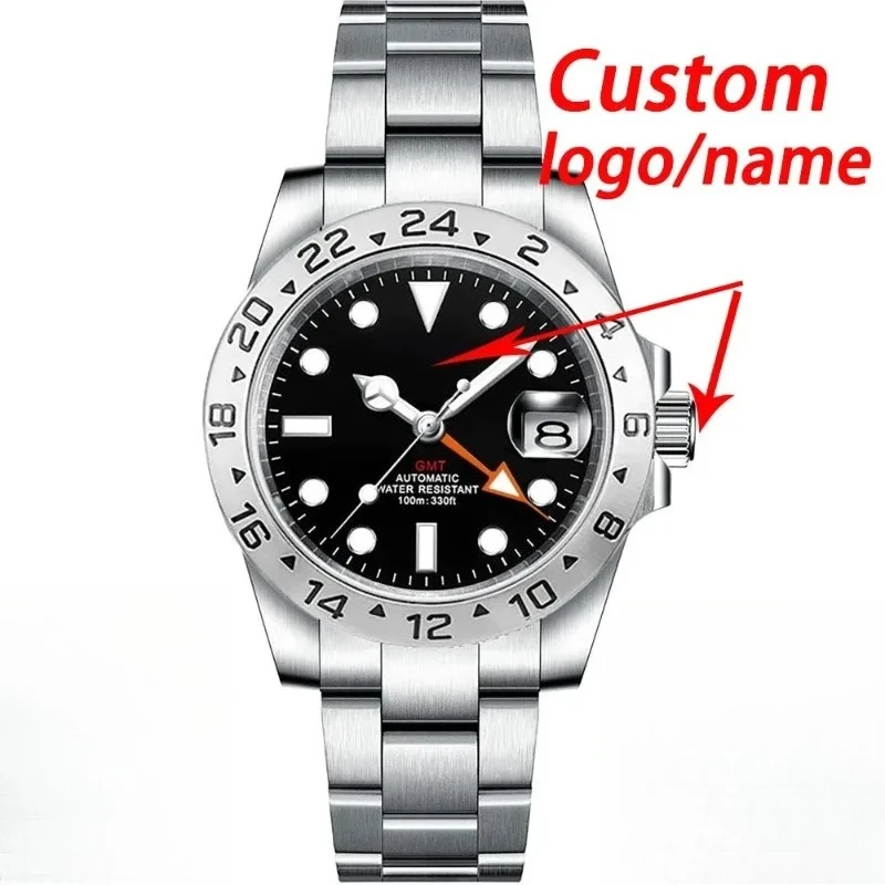 88A store customized mechanical automatic watch blue night light date sapphire Reloj Hombre Customized Watches