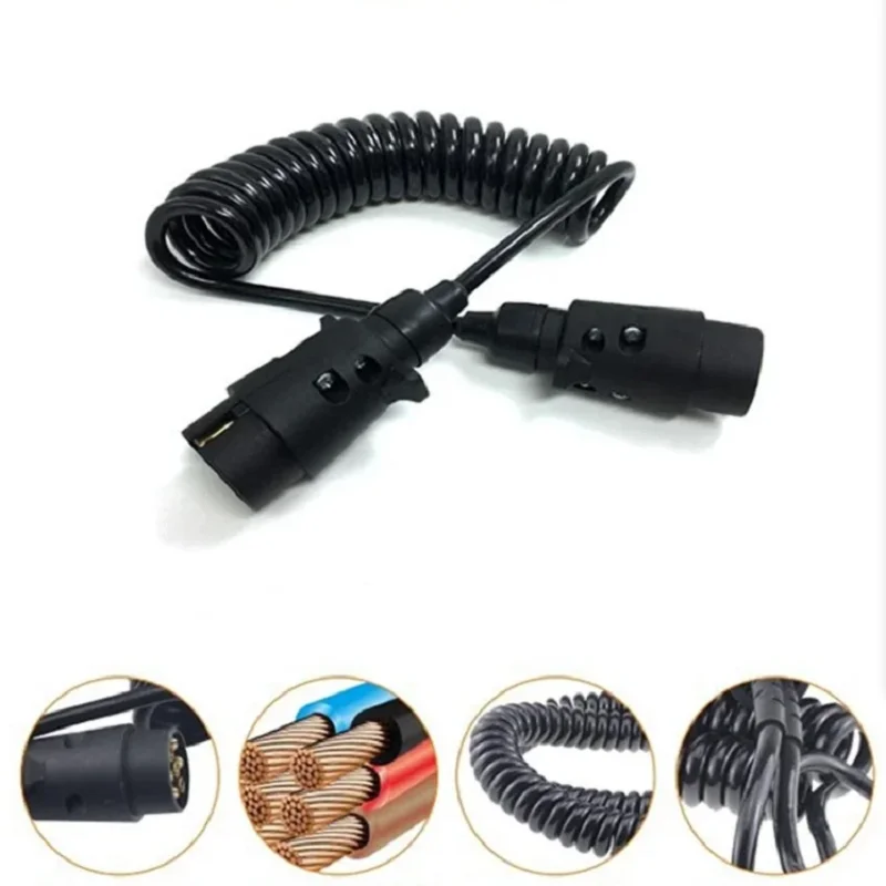 7 Pin Extension Adapter Cable Cord Caravan Trailer Towing Socket Plug Board Wire Connectors Auto Accessories 2M