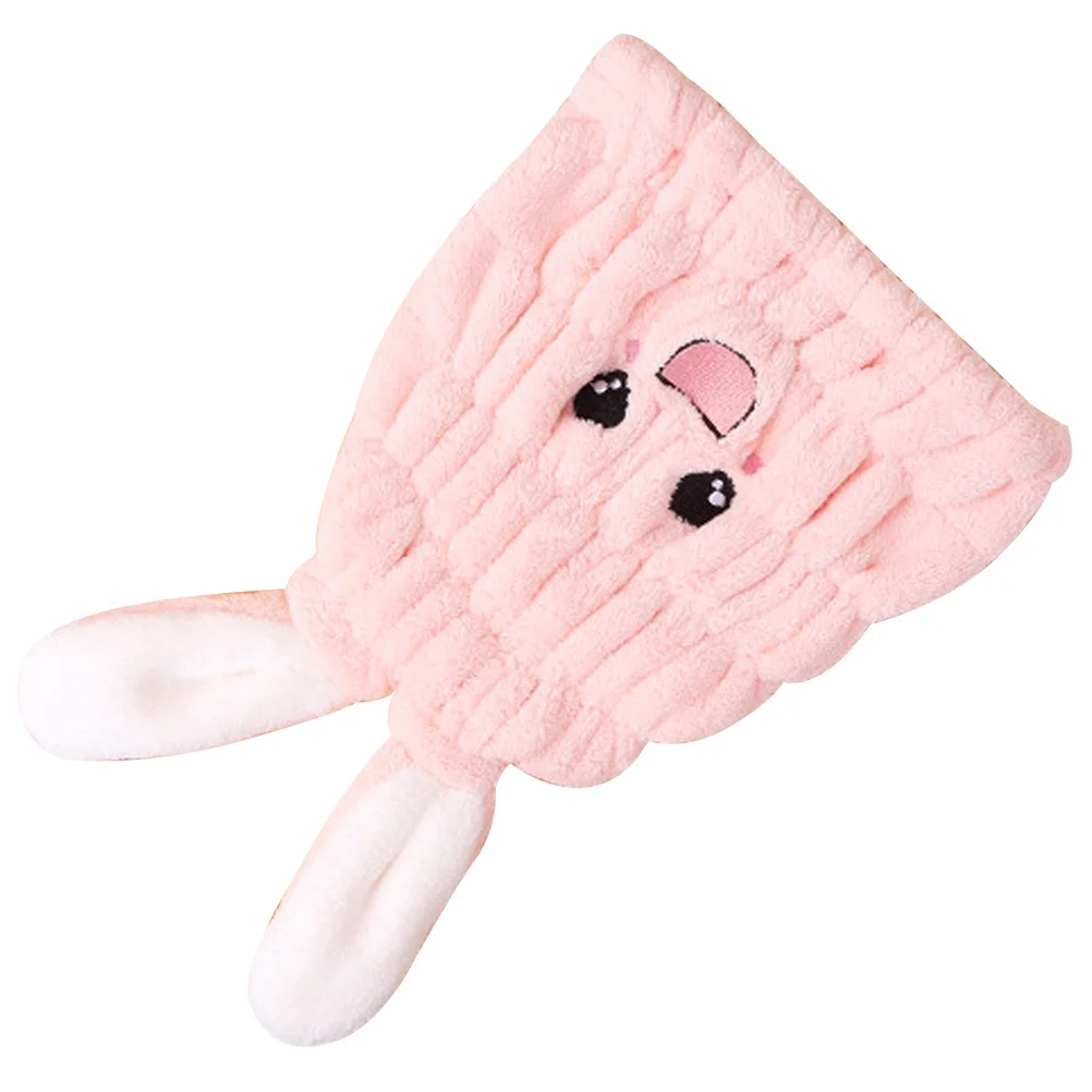 

Rabbit Ear Hair Towel Wrap Coral Fleece Absorbent Soft Hair Drying Hat Quick Dry Cap Cute Design Rapid Drying Towel