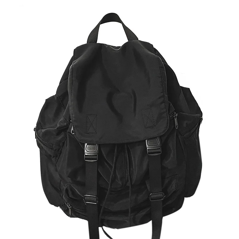 Korean Trendy Ins Streetwear Backpacks Casual Punk Drawstring Rucksacks New High-capacity Solid Schoolbags Men Women Travel Bags