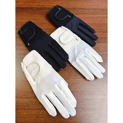 cavassion adult equestrian gloves white color for competition anti-slip when handle the rein rider hand protector