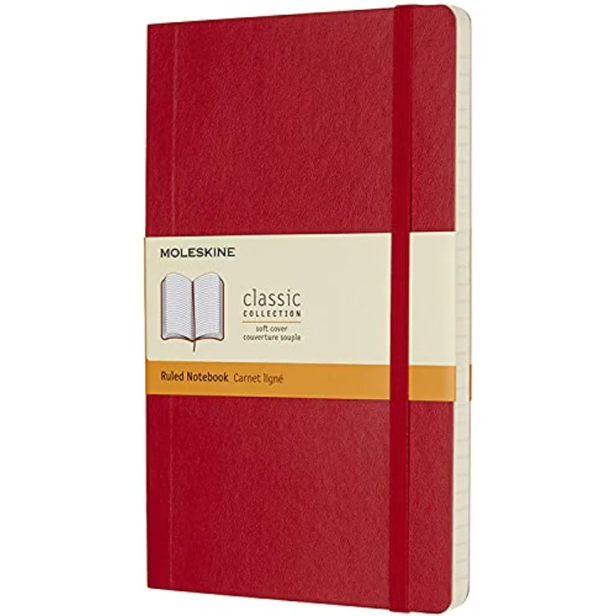 

Classic Notebook, Soft Cover, Large 5" x 8.25" Ruled/Lined, Scarlet Red, 192 pages