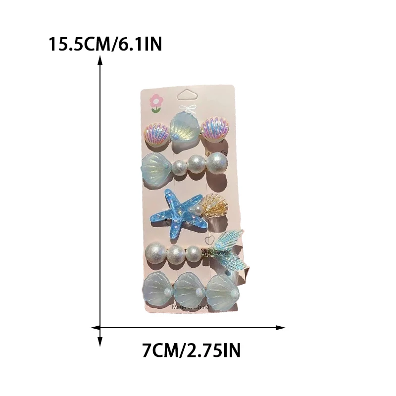 5pcs/Set Shiny Pearl Shell Mermaid Hair Clips for Women Sweet Duckbill Clips Fashion Girl Cute Hairpins Hair Accessories
