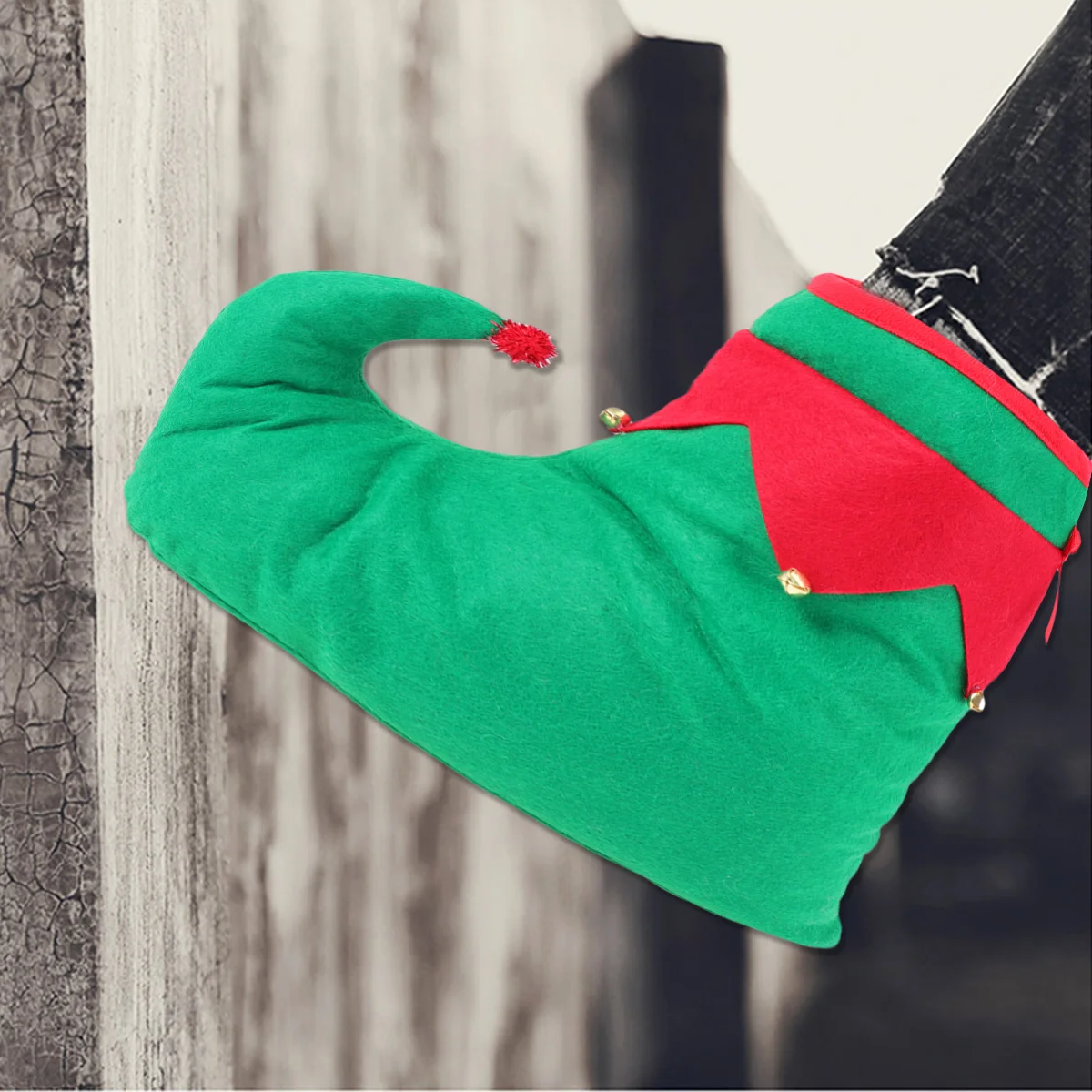 Chaussures de fête de noël amusantes avec cloches pour femmes, accessoire de Costume de vacances rouge vert, cadeau festif