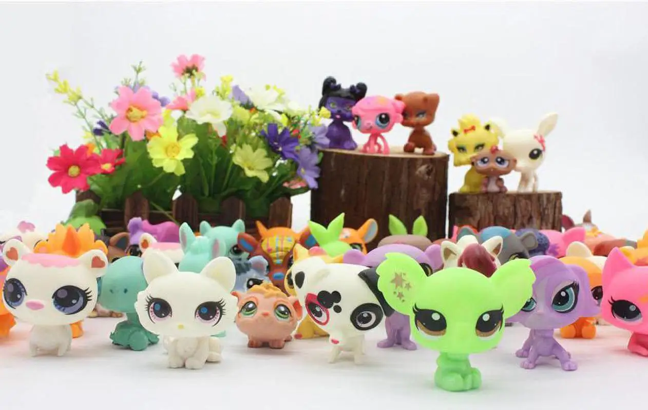 20pcs/lot Q Cute Doll Model Toy Bag Little Pet Shop Mini Animal Cat Patrulla Canina Dog Ornaments Birthday Present for Children