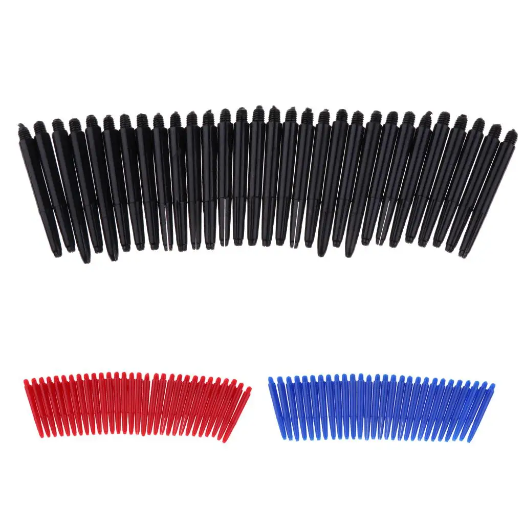 30pcs Nylon Shafts 2BA Thread Darts Shafts, Black / Red / Blue