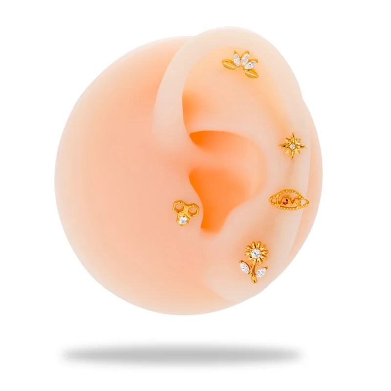 1PC G23 Solid Titanium Cartilage Earrings Stud 16G Internally Threaded Cz Flower Sun Helix Ear Stud Tragus Lobe Piercing Jewelry