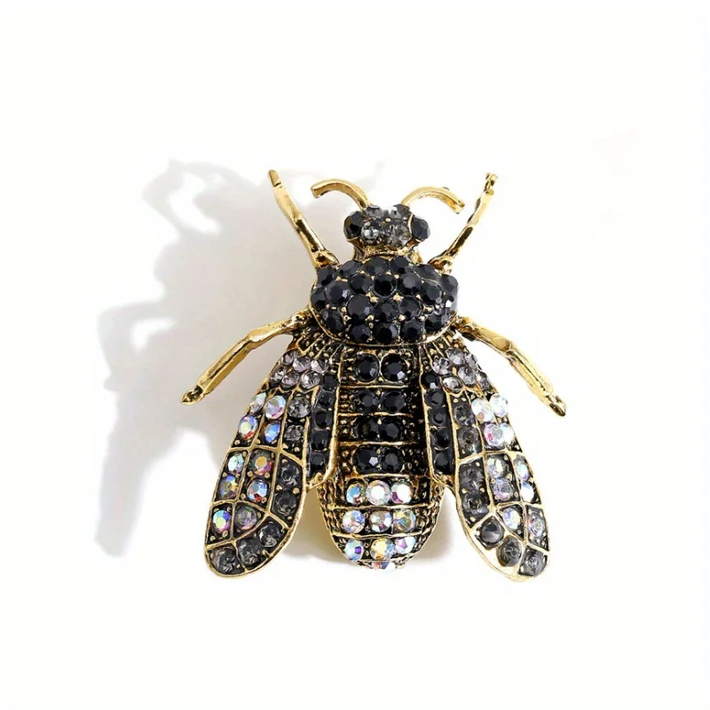 SKEDS Luxuriöse, extravagante Vintage-Bienenbrosche für Damen mit Kristallen, modische, elegante, exquisite Insekten-Strass-Anstecknadeln