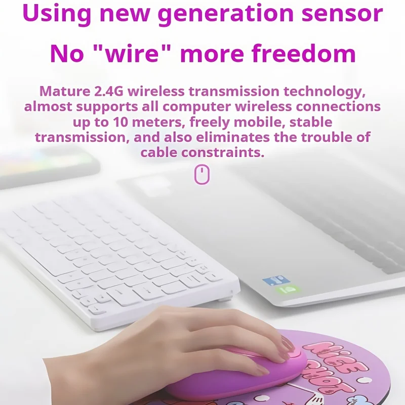 Wiggle-ratón inalámbrico silencioso, descompresión de silicona, portátil, ligero, Plug And Play, ergonómico, batería de larga duración