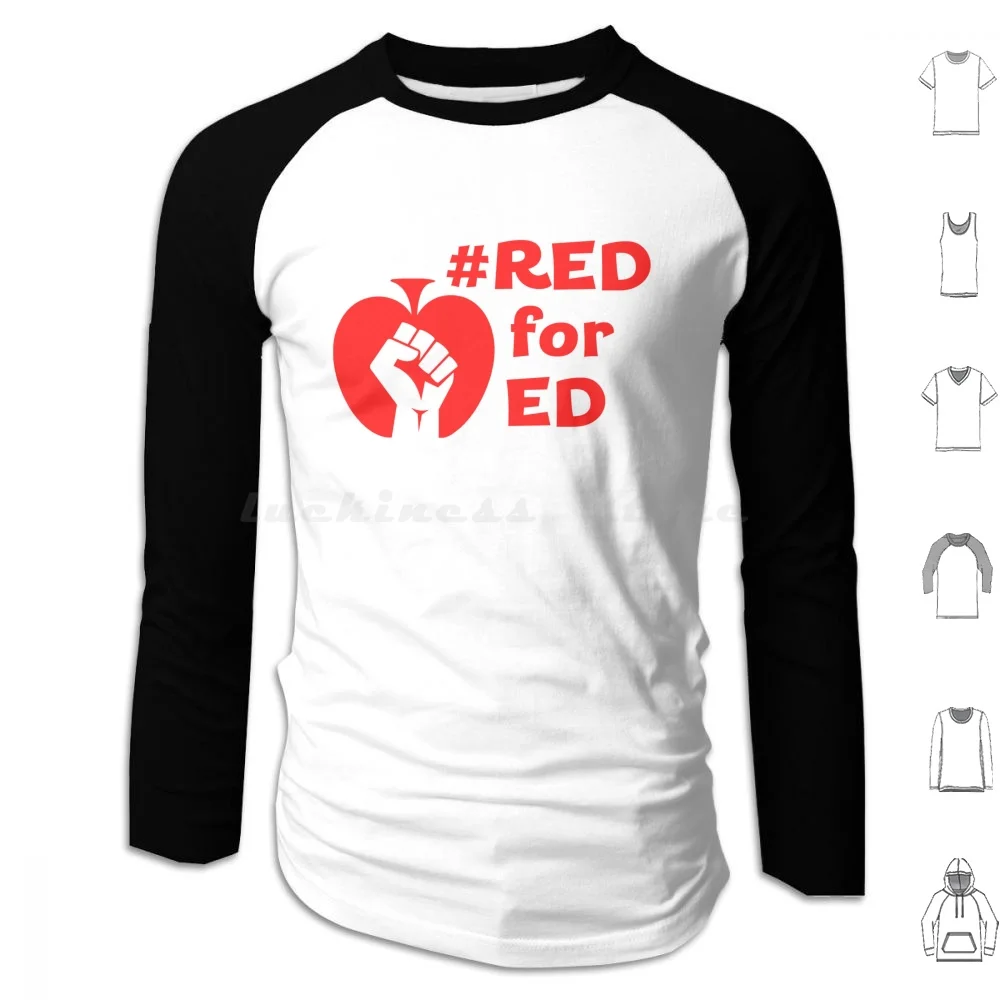 Redfored Blank Fist Red Words Hoodie cotton Long Sleeve Redfored Ed Red For Ed Fund Our Future Cuts Hurt Kids Rally