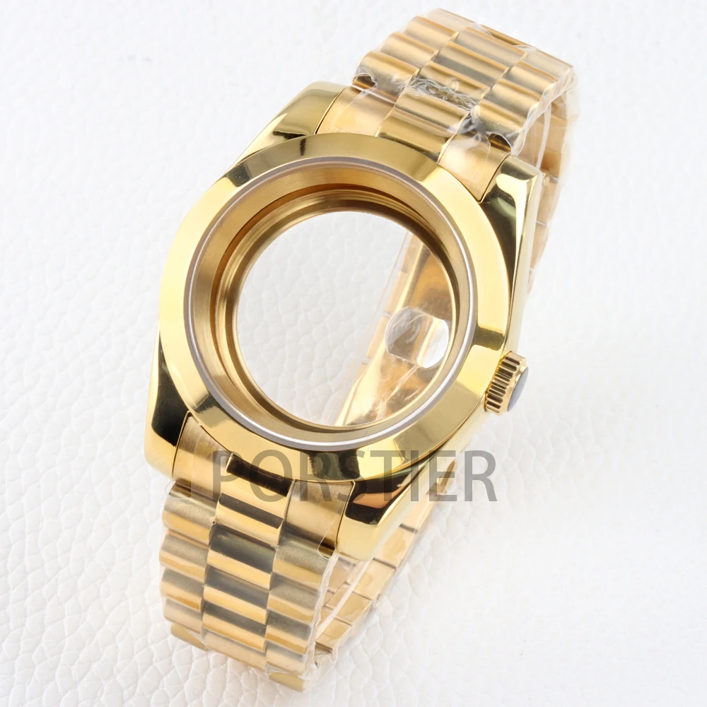

Gold nh35 36MM/39MM Watch Case Sapphire glass for Seiko nh35/nh36 Automatic Movement DATEJUST 28.5mm dial Presidential Bracelet