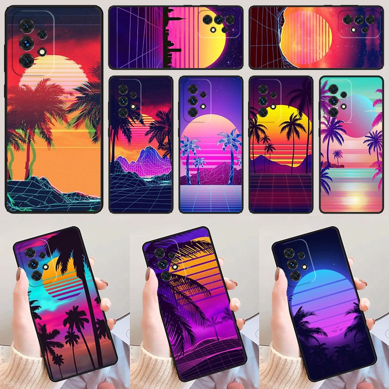 Hot Synthwave Retro 80s Neon For Samsung Galaxy A52 A72 A73 A20e A21S A50 A70 A11 A12 A42 A31 A40 A51 A71 A32 A80 A91 Phone Case