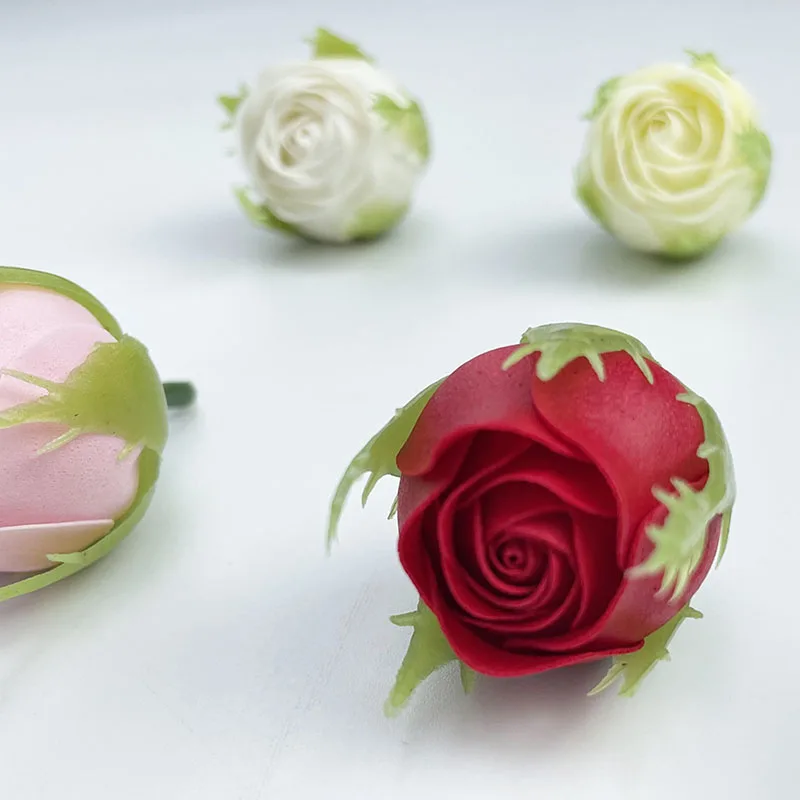 3x6cm 10/50pcs mini rose bud Soap flower DIY floral gift bouquut for wife girl Birthday Valentine wedding Xmas new year home dec