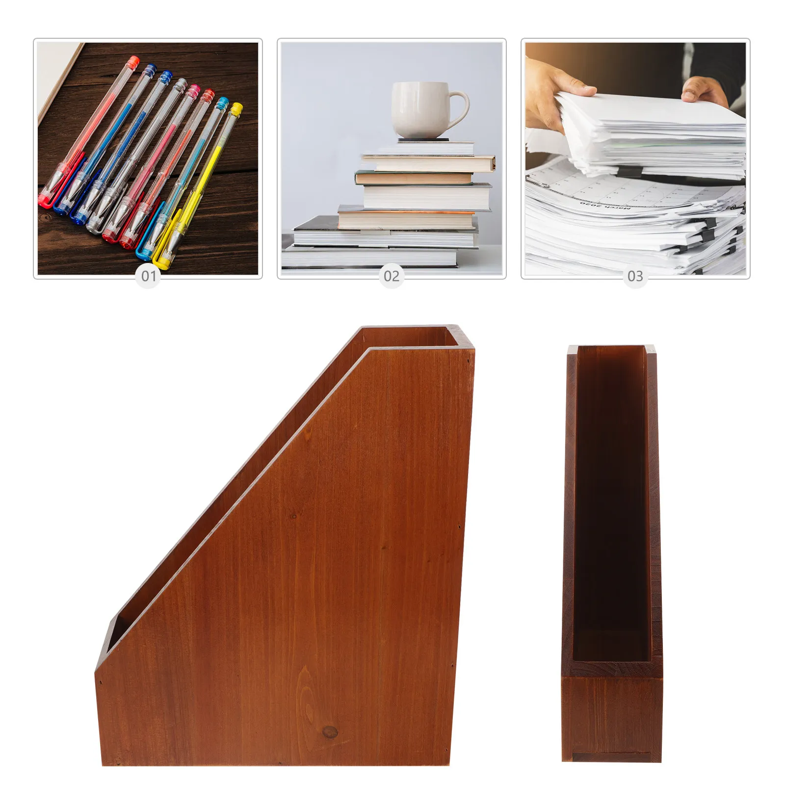 Wooden Desktop Storage Box Organizer for Office, Home, Dorm – Large Capacity Desk Organizer