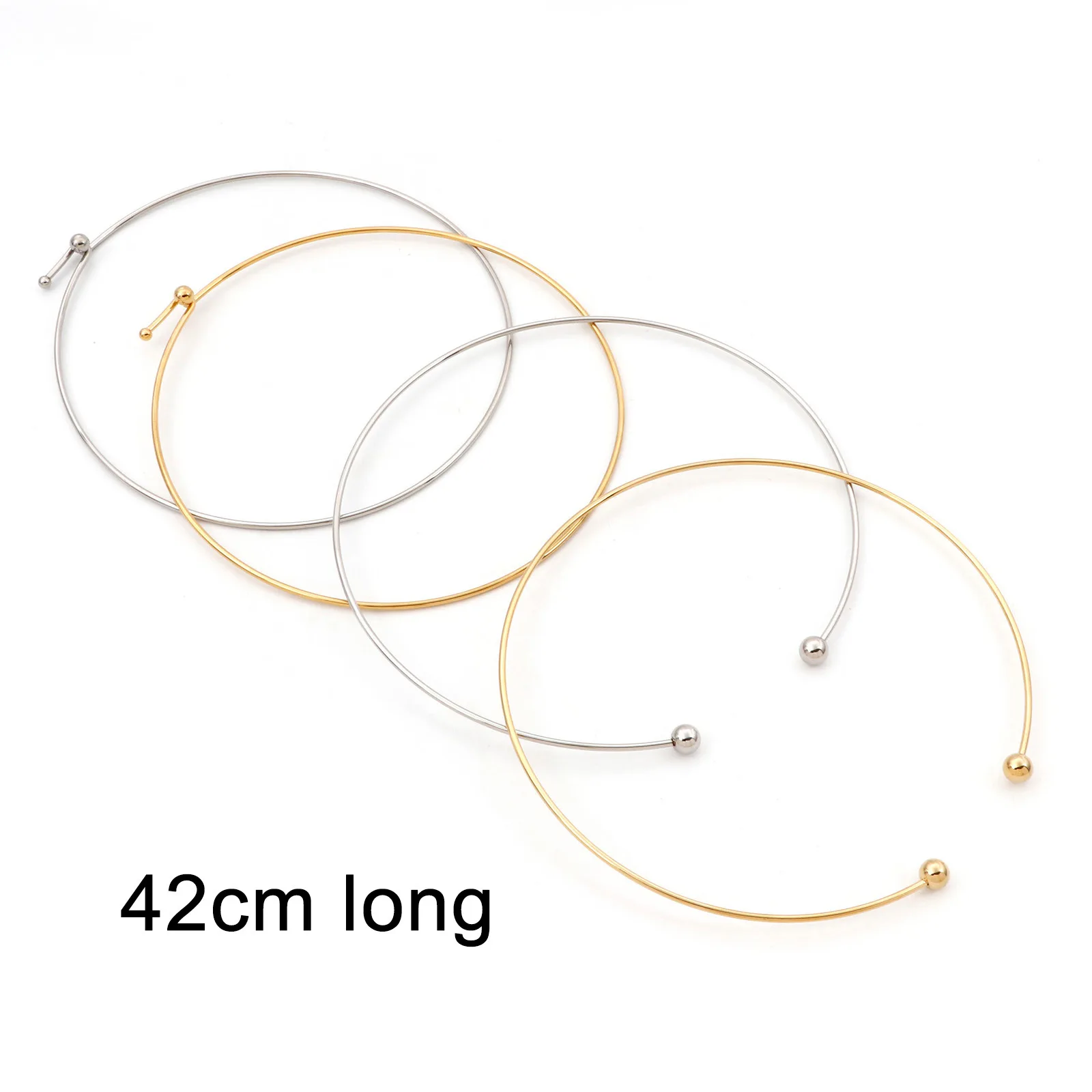 304 Edelstahl Kragen Hals Ring Halskette für Frauen DIY Halskette Party Schmuck Ergebnisse Geschenke 42/43cm(16 7/8 ") lang, 1 Stück – Detail 1