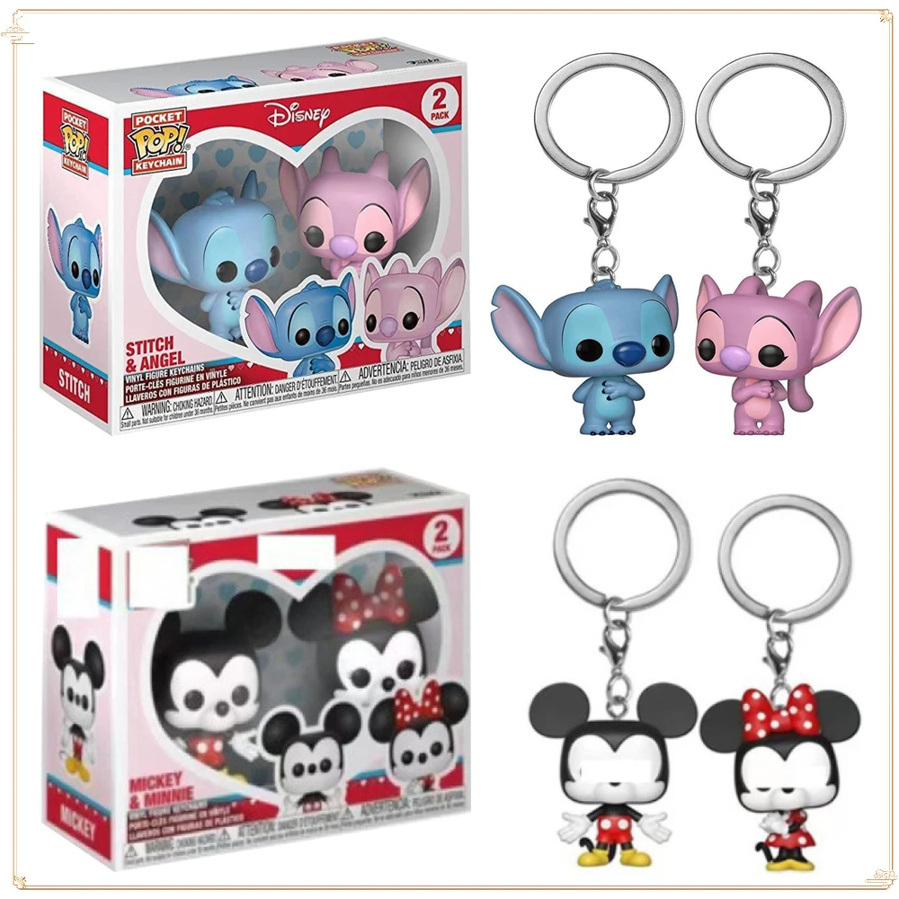 

FUNKO Pocket Stitch Mickey Mouse Keychain Children's Birthday Gift Cartoon Keychain Toys Christmas Funny Doll Backpack Pendant