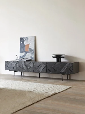 

cabinet industrial style expression wabi sandy wind toon wood pure hand-carved Italian light luxury customization
