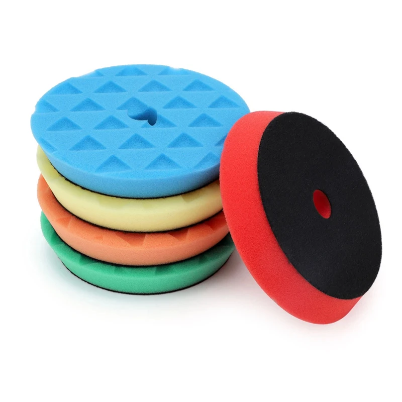 5Pcs 6 Zoll Schwamm Auto Polierer Wachsen Pads Polieren Kit Für Boot Auto Polnischen Puffer Rad Polieren Entfernt kratzer