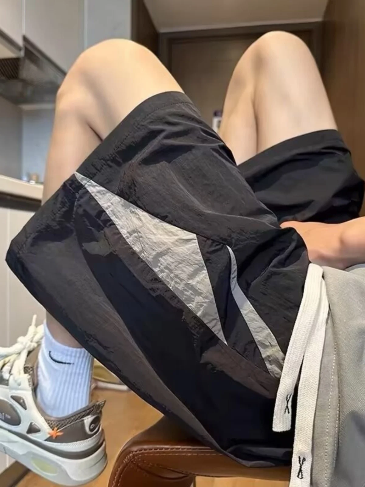 

Ice Silk Loose Fit Summer Casual orts Men's Faionable Breathable Thin Five-Quarter Running Beach Spor Loose Fit