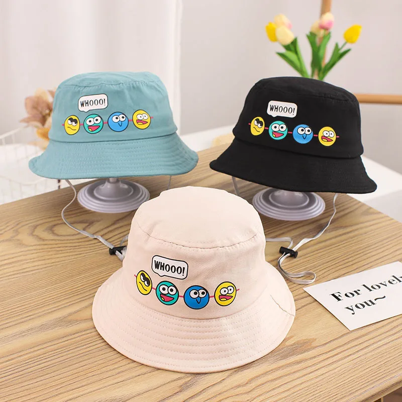

Cute Cartoon Children Fisherman Hat Cotton Boy Girl Outdoor Sun Visors 1-5 Years Kids Bucket Cap Solid Color Baby Basin Caps 캡모자