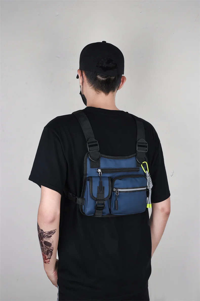 Trendy Workwear Functional Vest Chest Bag Personalized Trendy Brand Reflective Vest Bag Street Outdoor Men's Vest Bag