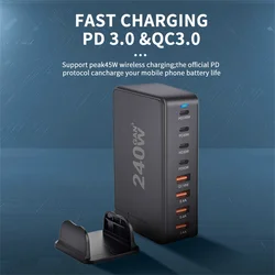 240W Desktop GaN Charger 8-port USB Type C PD Charger Fast Charge 3.0 USB Type C Fast Charger Mobile USB Charger