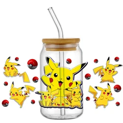 Miniso Mixed Cartoon Designs Pokemon Pikachu Printed 3D UV DTF Transfers Japanese animation Stickers 16oz Cup Wrap For DIY Glass