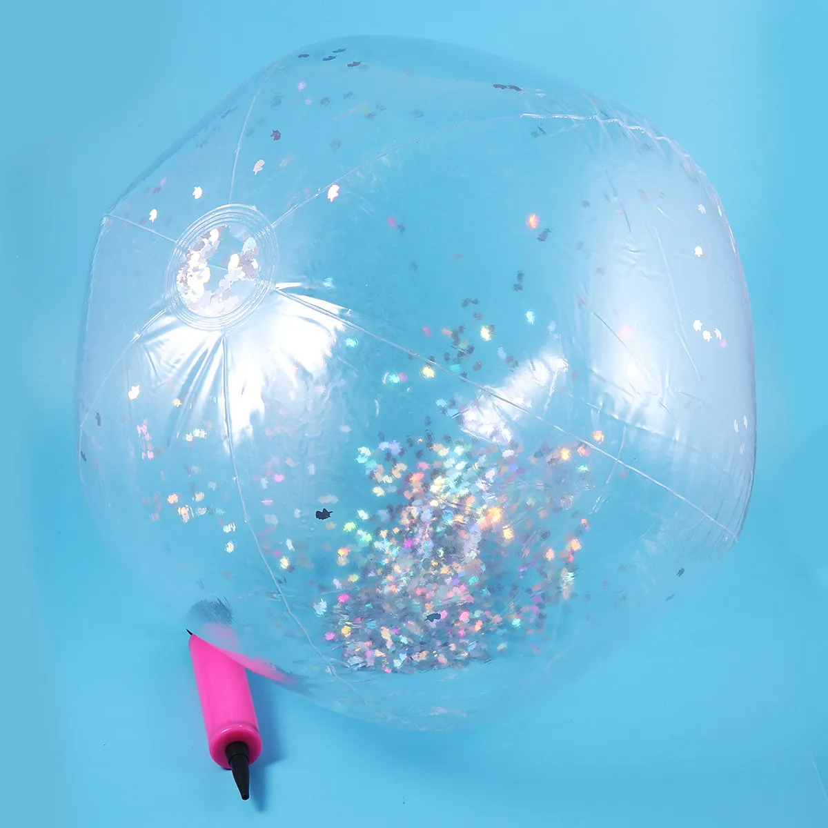 Transparent Sequin Beach Ball Glitter Inflatable Ball Kids Summer Fun Pool Party Favor Photo Prop Birthday Baby Shower Play