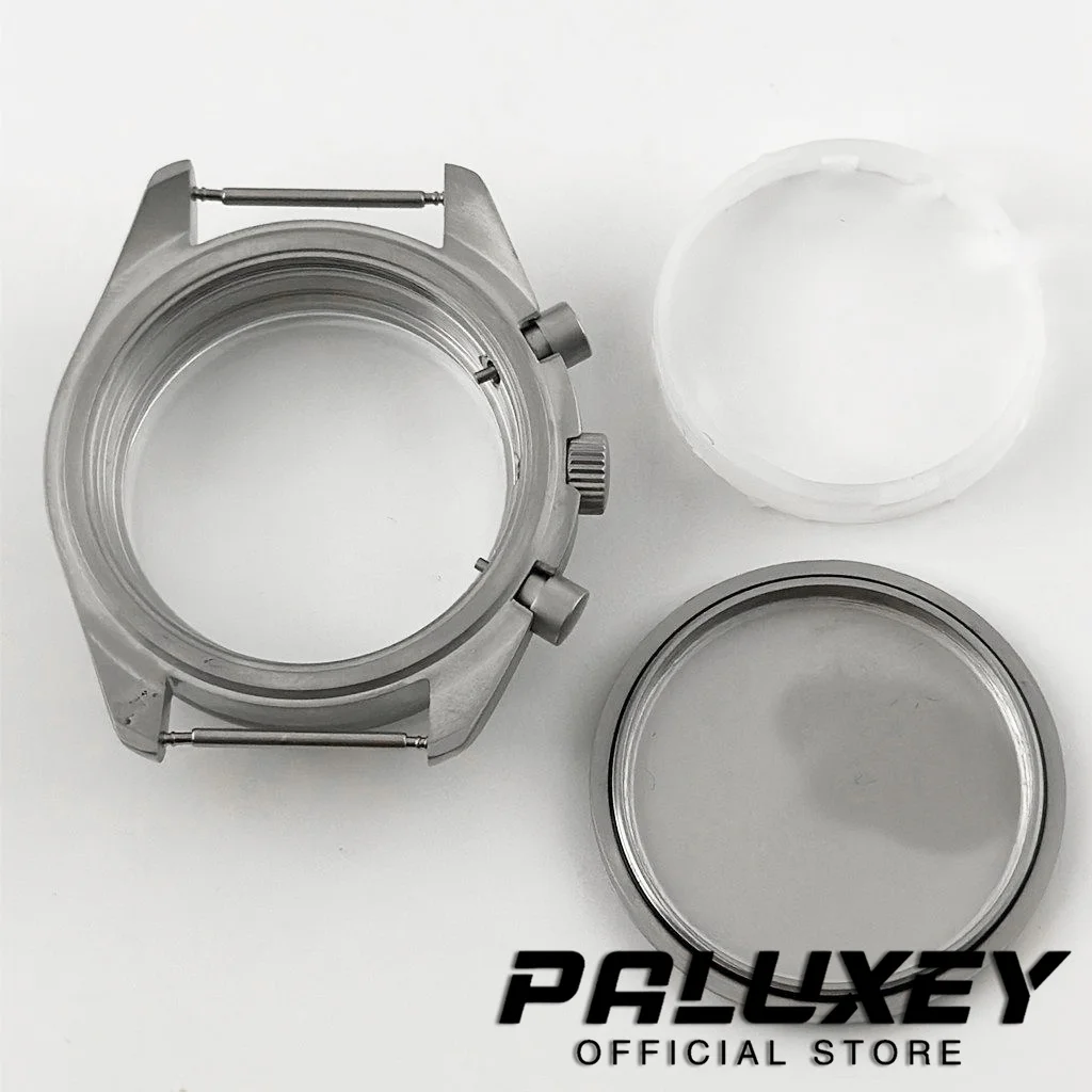Titanium Case 40mm Chronograph Bezel Dome Mineral Glass Watch Case Accessories Watch Parts Fit for VK63 VK63A Quartz Movement