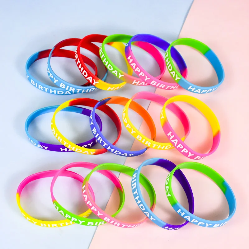 

8pcs Happy Birthday Colorful Silicone Wristband Birthday Party Decorate Gift for Guest Boys Girls Birthday Party Decor Supplies